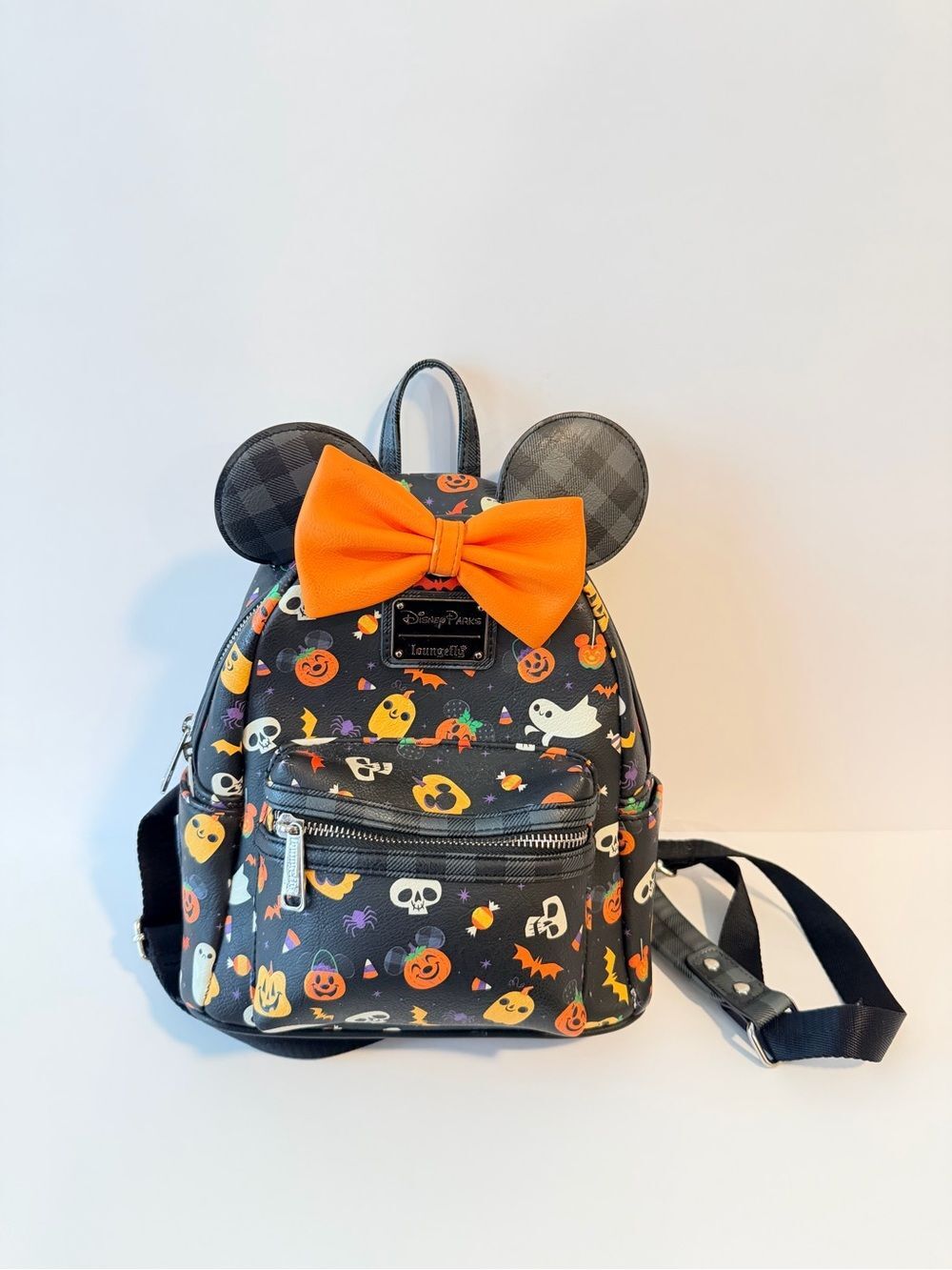 Disney Parks Loungefly Minnie Halloween 2021 Mini Backpack Orange Bow Mickey